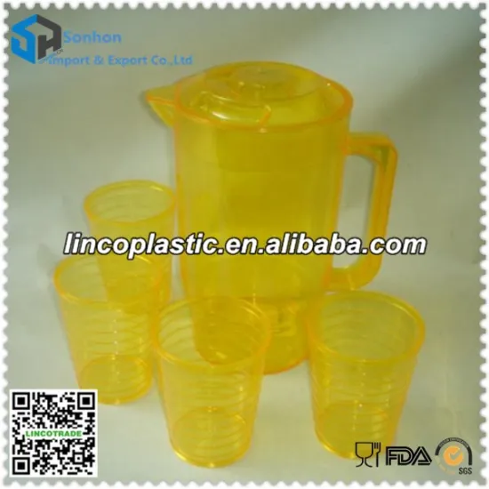 2L Popular Plastic clear glass water jug set with lid