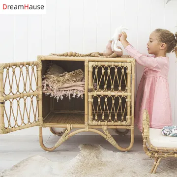 Dreamhause Vine Bedside Table: Multifunctional Rattan Storage Cabinet