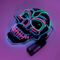 Máscara de Halloween com caveira LED multicolorida com fio EL