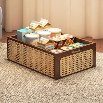 Multifunctional Bamboo End Table for Living Room
