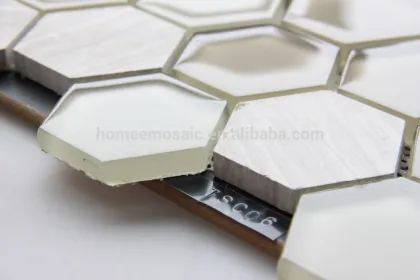 Mix color glass mix stone hexagon mosaic for restaurant wall tiles