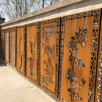 Custom Corten Steel Laser Cut Screen Metal Garden