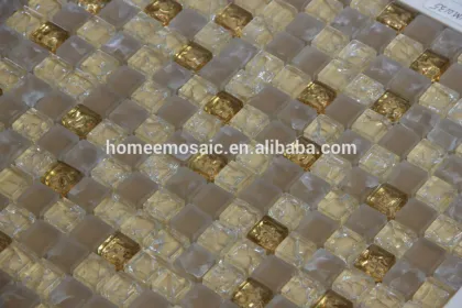 Beige glass mosaic for home background wall tiles