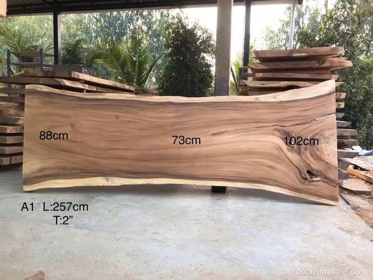 Modern Factory Price Wooden Kitchen Furniture Live Edge Slab Solid Walnut Wood Dining Restaurant Table