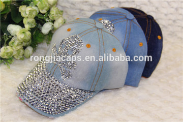 0918034 Wholesale Custom Girl Cheap Rhinestone Denim Hat Rhinestone Wholesale Caps