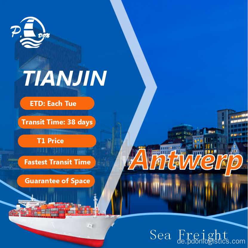 Meeresfracht von Tianjin bis Antwerpen