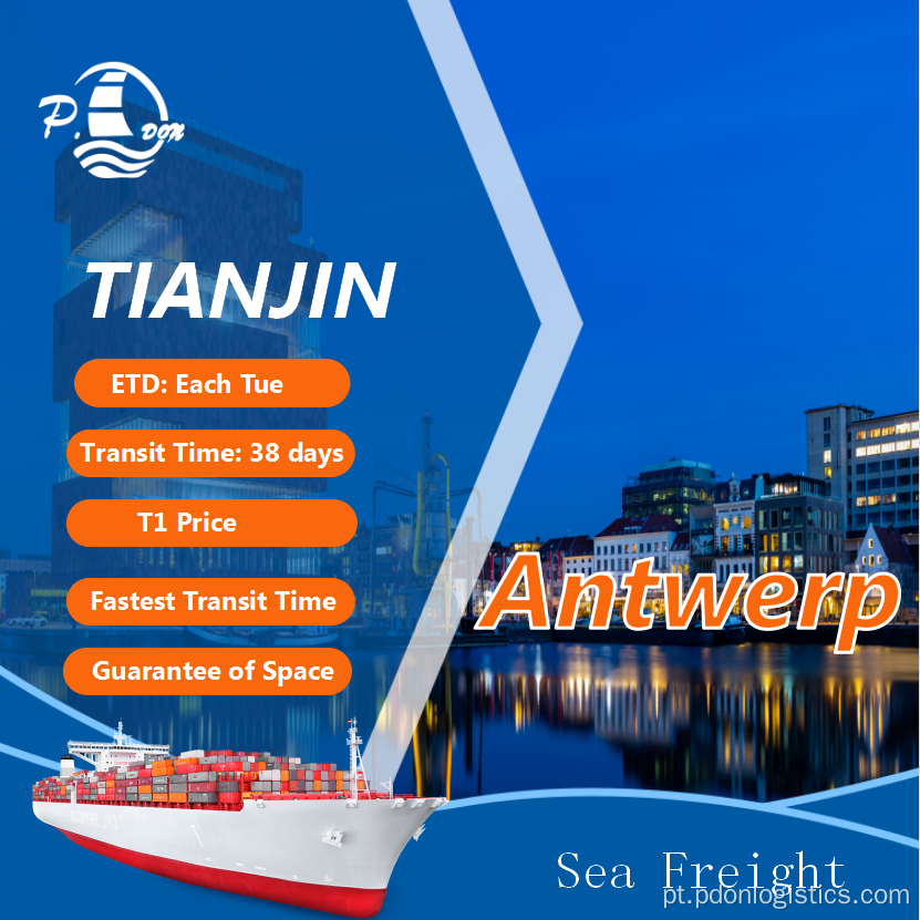 Frete marítimo de Tianjin para Antuérpia