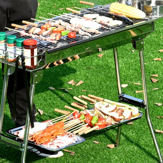 Easily Cleaned Smokeless Stainless Steel Portable BBQ grill Charcoal Grill Foldable Portable Barbecue Grill Outdoor Cooking