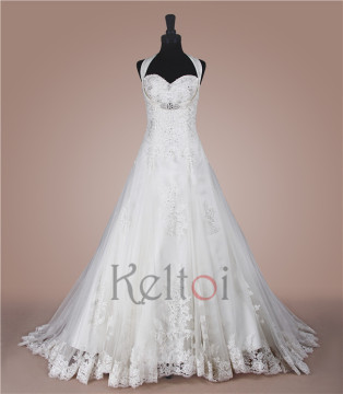 real photo halter see through japanese style bling wedding dresses