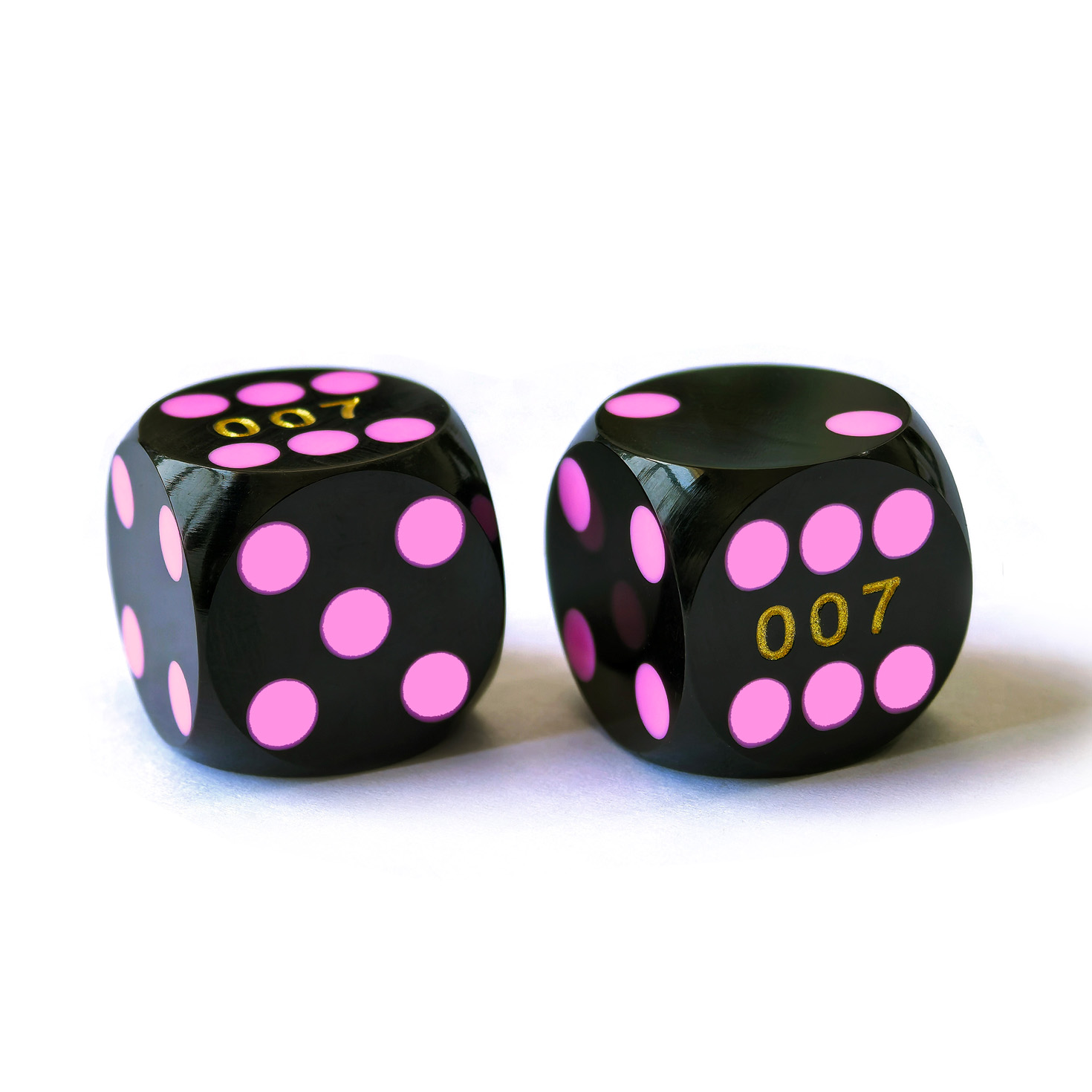 BCD P04004D12: Black Dice with pink dots