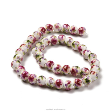 Pandahall 8mm Round Hot Handmade Flower Printed Porcelain Ceramic Beads: Unique Artisanal Jewelry Components