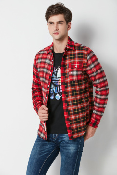 Mens Yarn Dyed Check Flanel Shirt