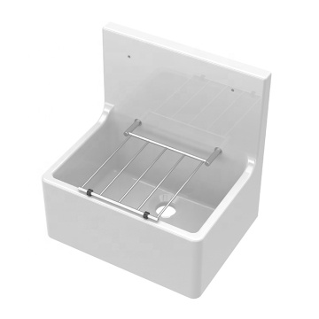 Modern Fireclay Ceramic Rectangular Sink with Grid for Kitchen