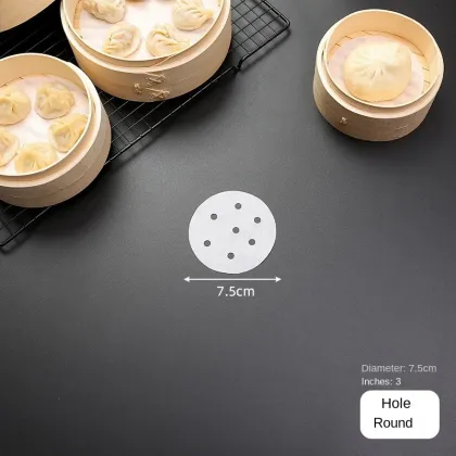 Round Air Fryer and Baking Steamer Paper: Perforated Parchment for Steaming Dim Sum and Other Foods