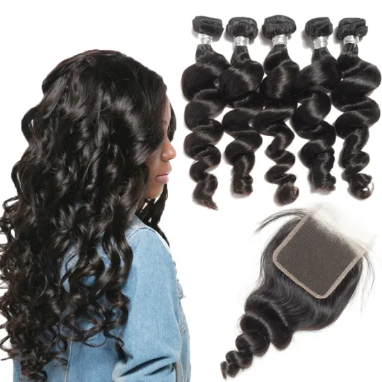 Wholesale Unprocessed Cuticle Aligned Pure Mongolian Hair Hair Loose Wave With Single Weft Hair Closure