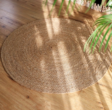 Luxury Nordic Style Woven Rattan and Grass Rope Floor Mat for Photography, Living Room, and Bedroom Decorations