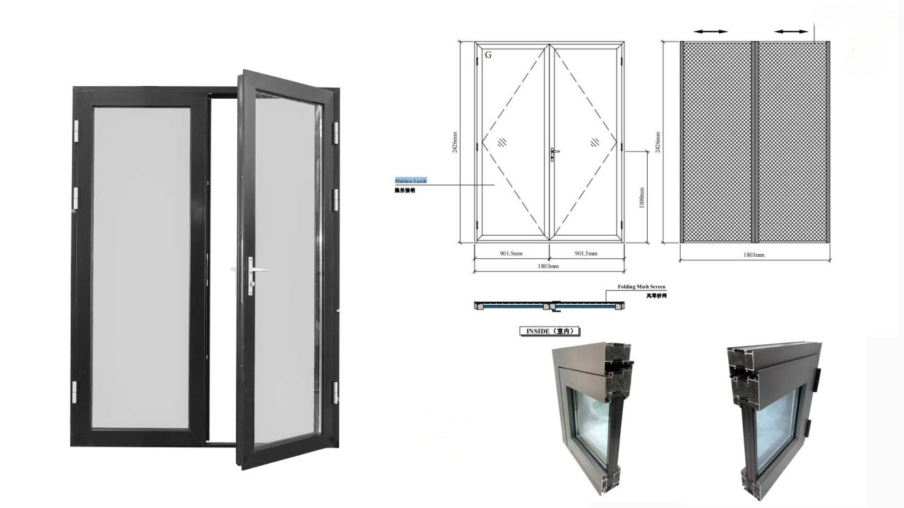 Aluminum casement doors