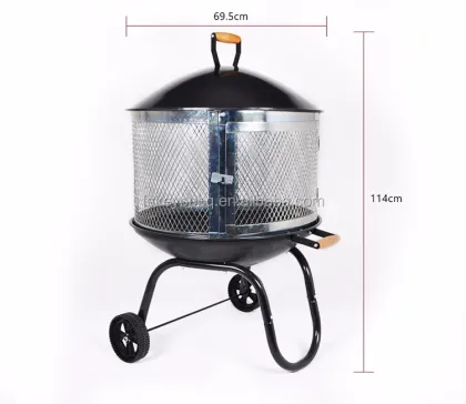 28 Inches fire pit garden clay BBQ grill fire pit char broil grill with wheels