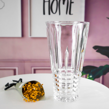 10 Inch Glass Flower Vase - Wholesale Cylinder Crystal Clear Cut Tabletop Home Decor