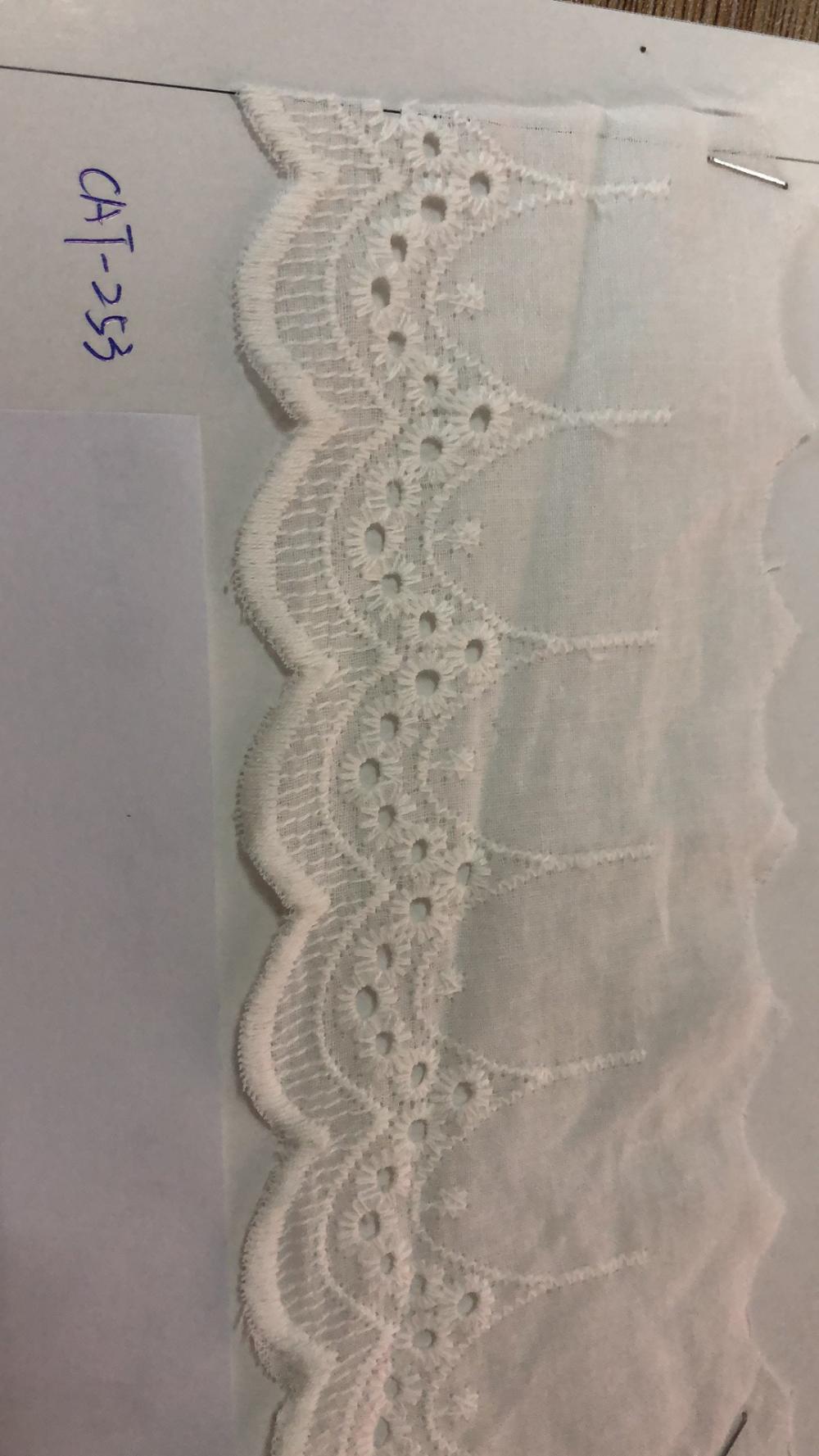 Seven holes wave trims cotton embroider Fabric