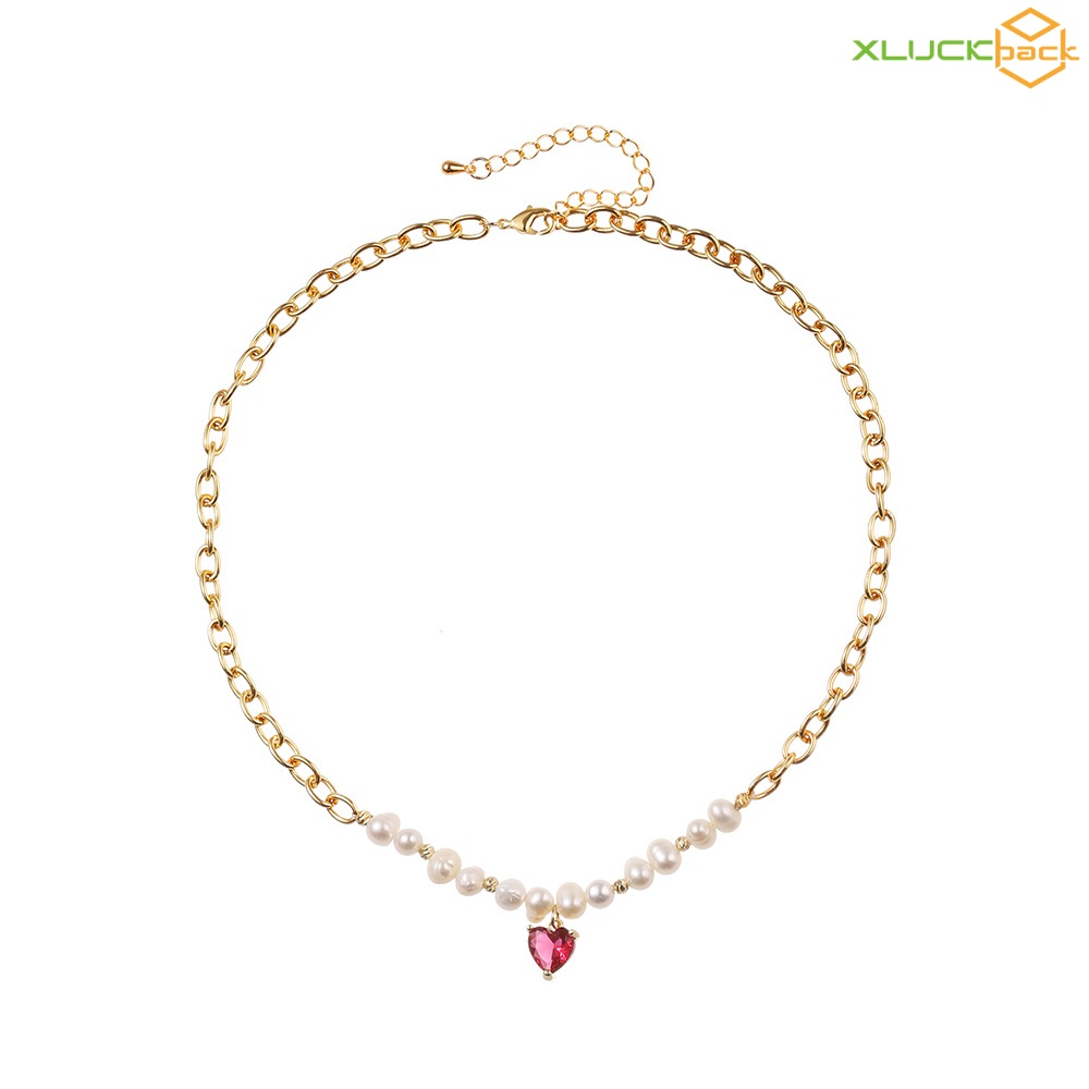 Inlay Pearl Zircon Fashion 18k Gold Plated Necklace