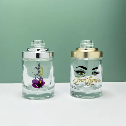 30ml Glass Essence Bottle with Thread Pressure Pump Dropper for Skincare Packaging
