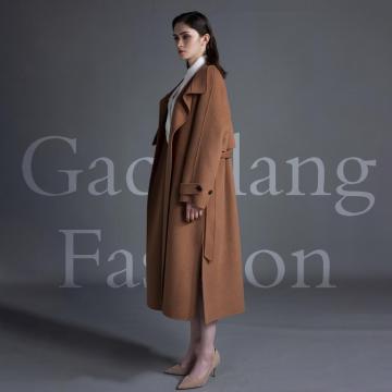 Cappotto in cashmere double face marrone scuro