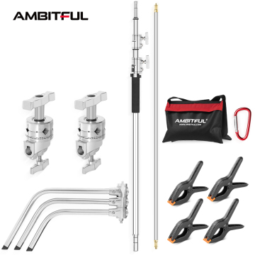 Ambitabele zware roestvrijstalen C-stand met magische been en zandzakken (150-320 cm)