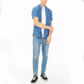 Men's Short-Sleeved Denim Shirt Top