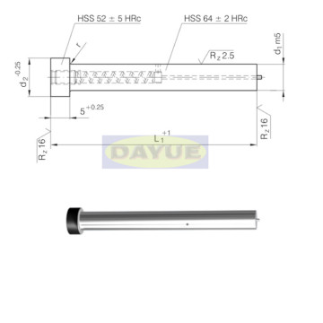 Punch with ejector pin similar to ISO 8020