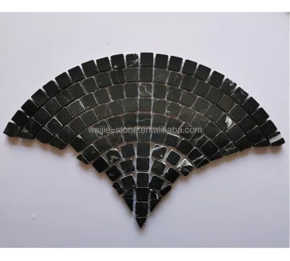 New Trend Waterproof Irregular Fan Shaped Black Marble Mosaic Kitchen Wall Tile