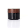 50gBlack Glass Cosmetic Cream Jar With Bamboo Lid