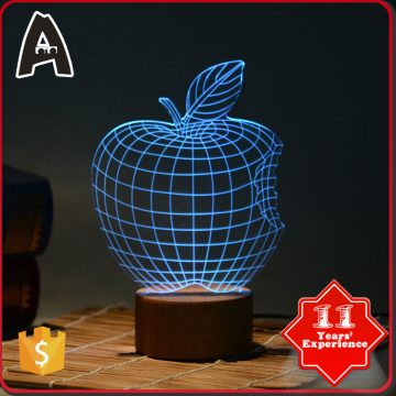 High Quality 3d Illusion Table Lamp home lighting colorful apple Acrylic creative creative 3d led lamp night light