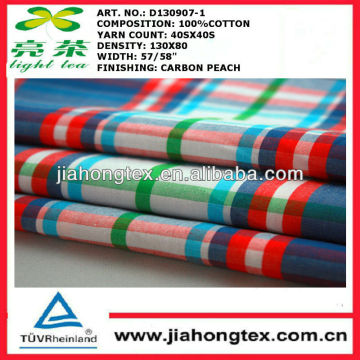 100% cotton plaid fabric with carbon peach