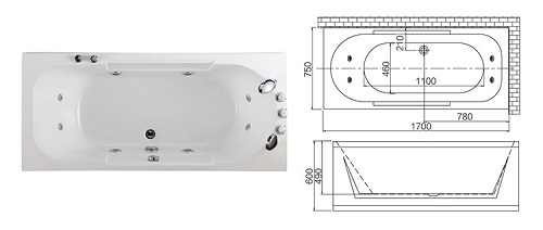 new hot whirlpool spa tub jetted acrylic massage bathtub