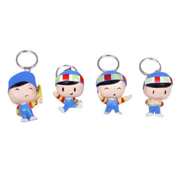 Plastics cartoon doll keychains with nice face, customized designs are accepted