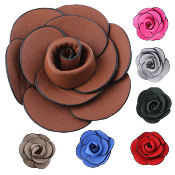 Stabilized friar brown 4" leather flower brooch