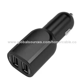 Dual-USB Port In-car Charger for iPhone and Samsung, Lightweight