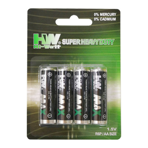 Revestimento metálico da bateria R6P 1.5V do HW AA