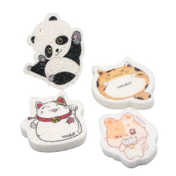 Natural BONNO Kitchen Washing Up Sponges: Compressed Cellulose Cartoon Design for Efficient Dish and Kitchen Cleaning