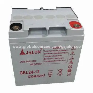 Gel Battery with 12V/24Ah, Silica Gel Electrolyte, 166 x 126 x 175mm Size