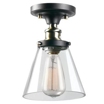 Mid-Century Retro Simple Cone Semi-Flush Ceiling Fixture