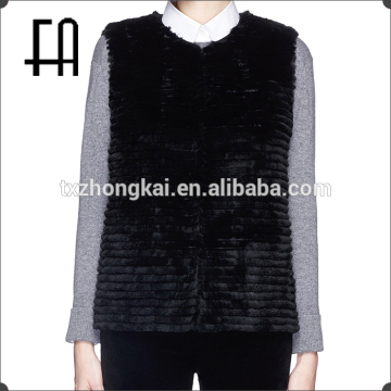 Factory wholesale price lady's rex rabbit fur sheared gilet