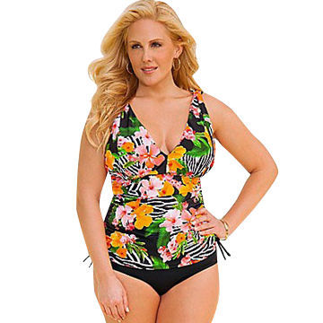 Printed Women's Plus Size Monokini, Can be made Low-rise Design, OEM Orders are Welcome