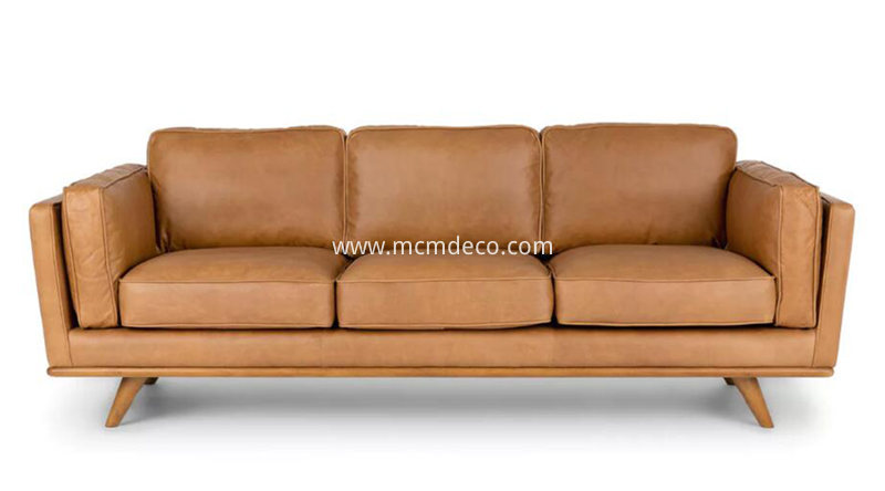 Real Picture Of Timber Charme Tan Leather Sofa