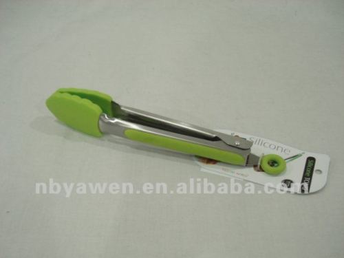 12" green silicone food tong