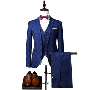 Royal Blue Wedding Pants Coat 3-piece Men's Suit