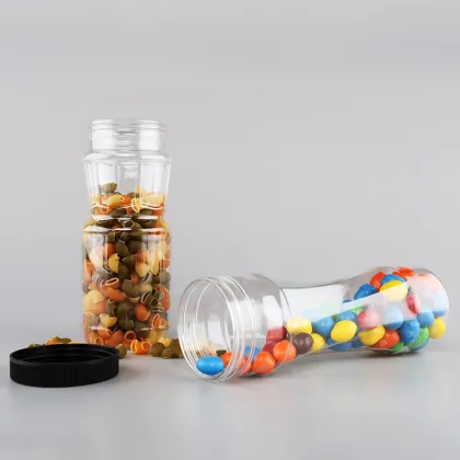 Wholesale Clear Plastic M&M Chocolate Bottles with Lids in 250ml and 400ml Sizes