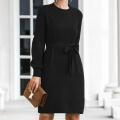 Women Crewneck Tunic Sticked Dress