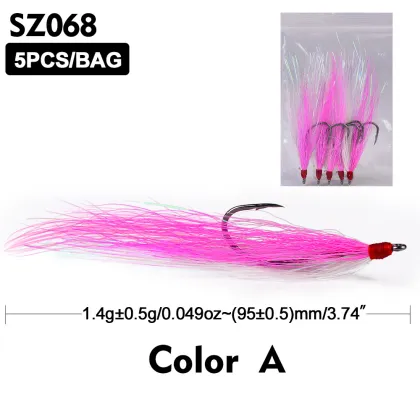 5-Pack Fishing Bucktail Teasers Hooks and Rigging for Saltwater Fishing Jigs